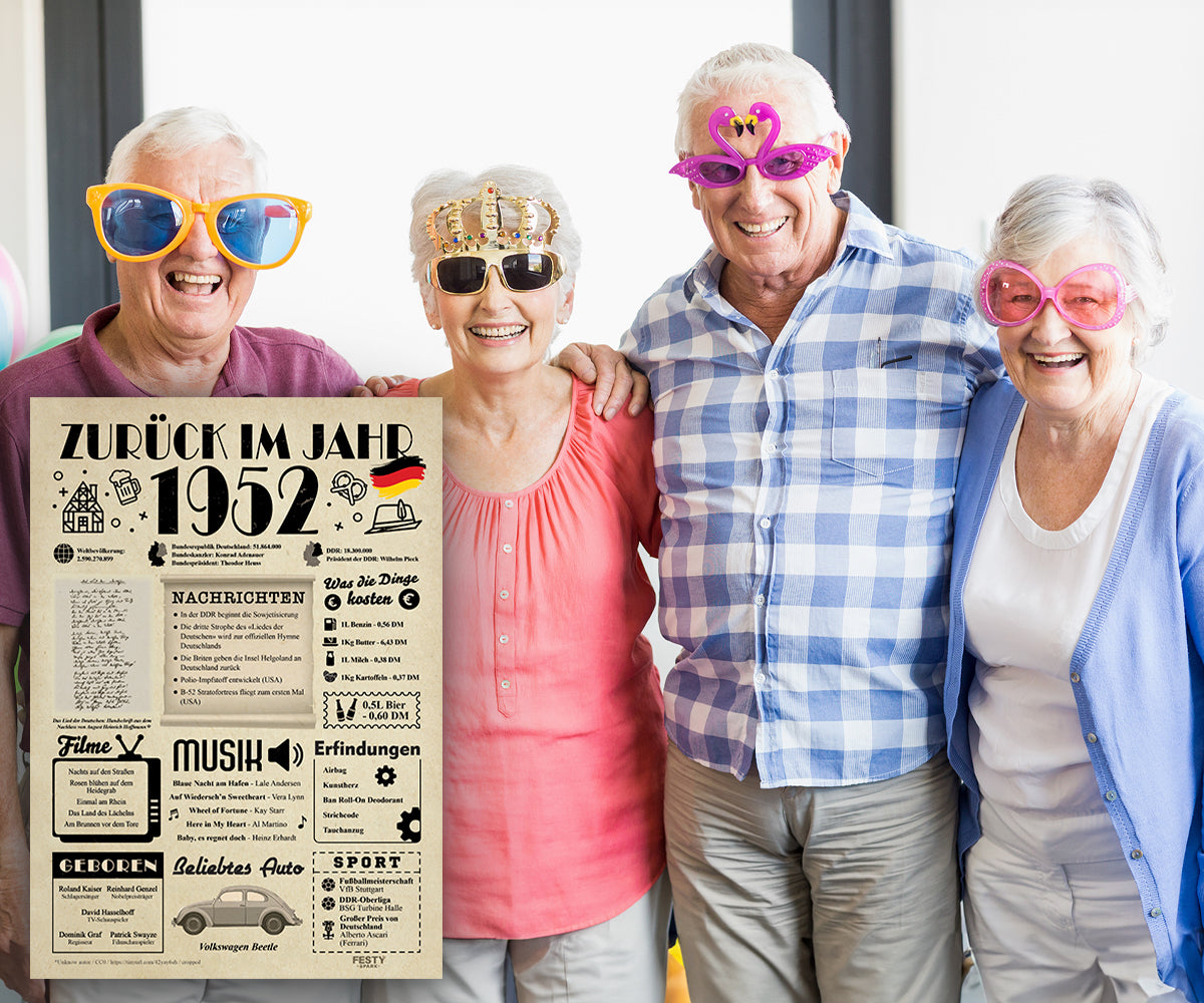 FestySpark™ - Zurück im Jahr 1952 – Geburtstagsplakat