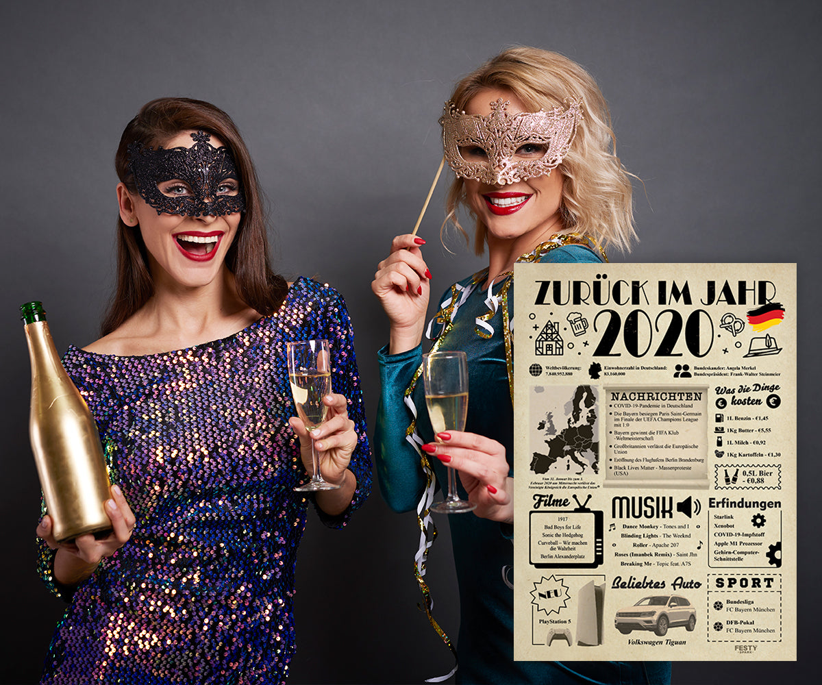 FestySpark™ - Zurück im Jahr 2020 – Geburtstagsplakat