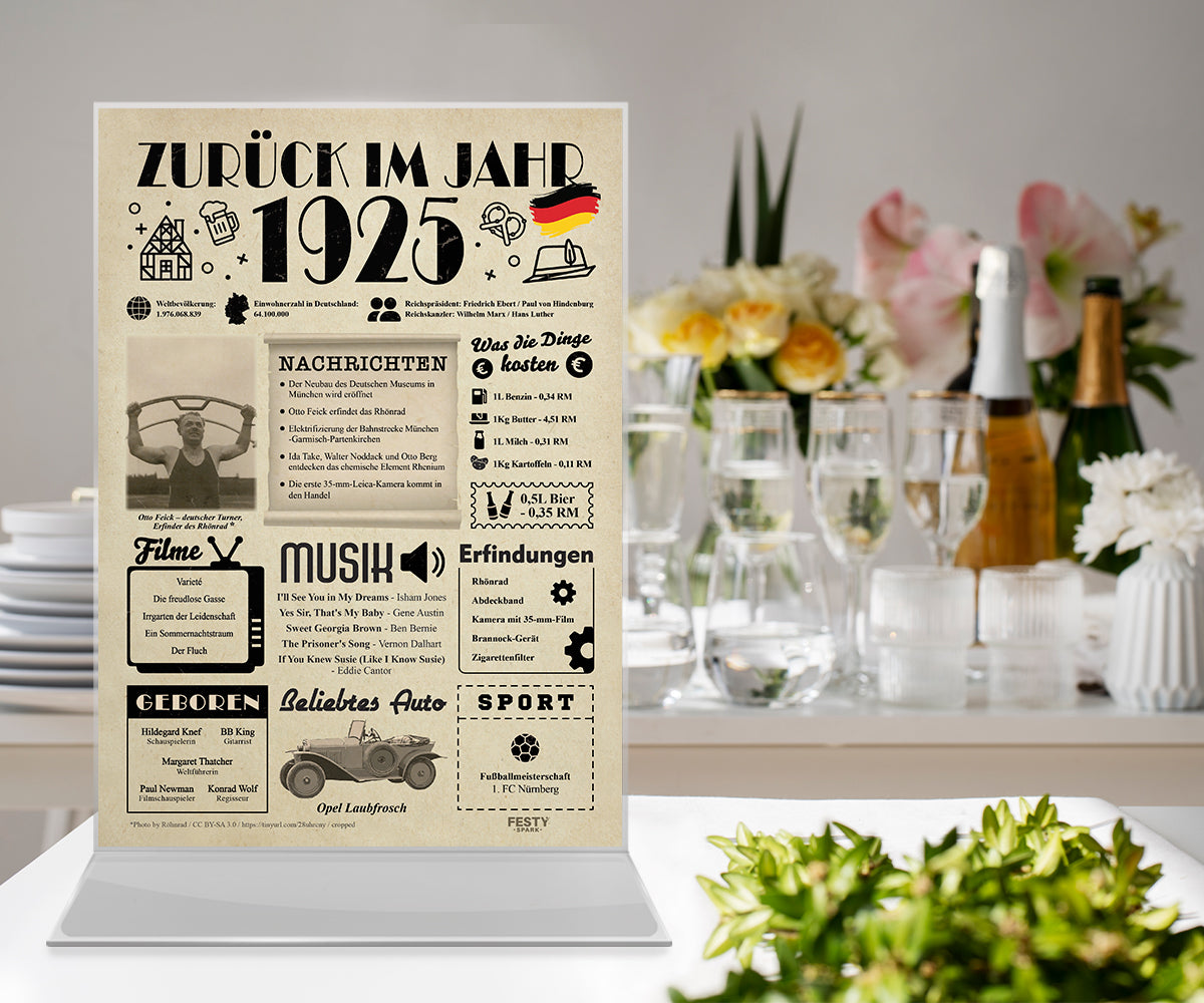 FestySpark™ - Zurück im Jahr 1925 – Geburtstagsplakat