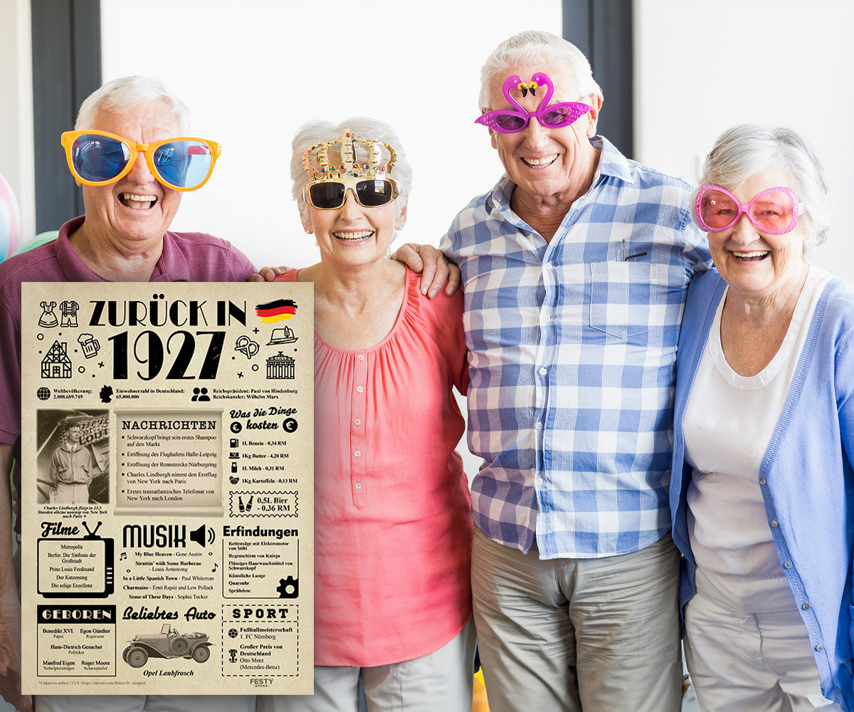 Geburtstagskarte zum 99. Geburtstag 1927 – Geschenk für Frauen und Männer