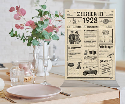 Geburtstagskarte zum 98. Geburtstag 1928 – Geschenk für Frauen und Männer