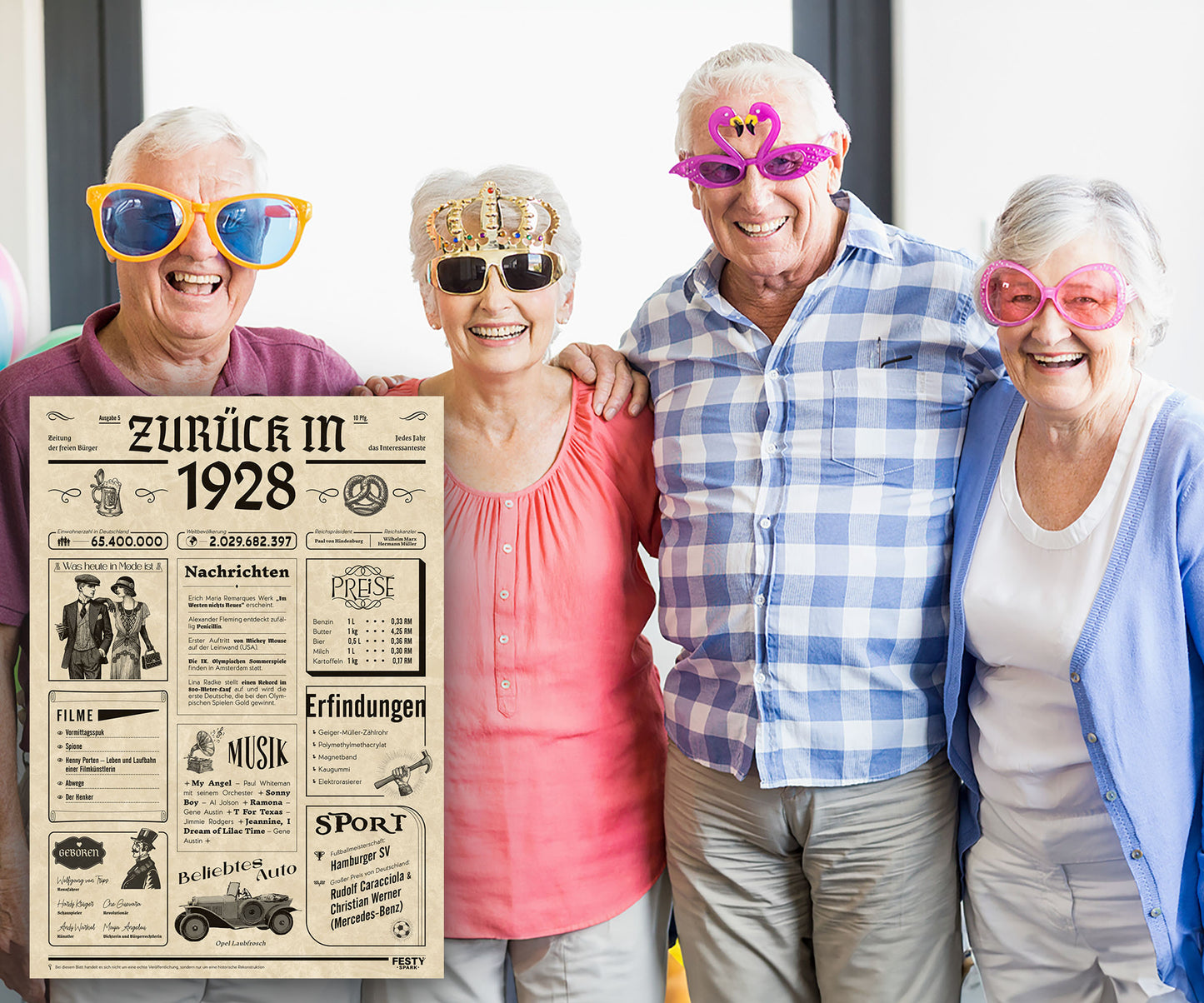 Geburtstagskarte zum 98. Geburtstag 1928 – Geschenk für Frauen und Männer