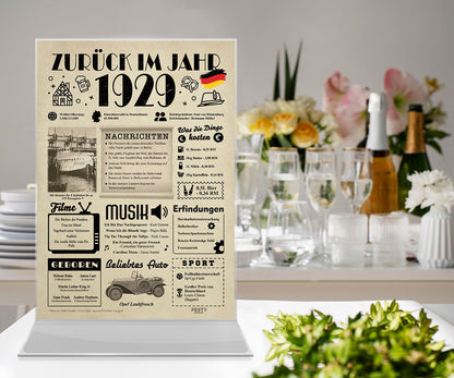 FestySpark™ - Zurück im Jahr 1929 – Geburtstagsplakat