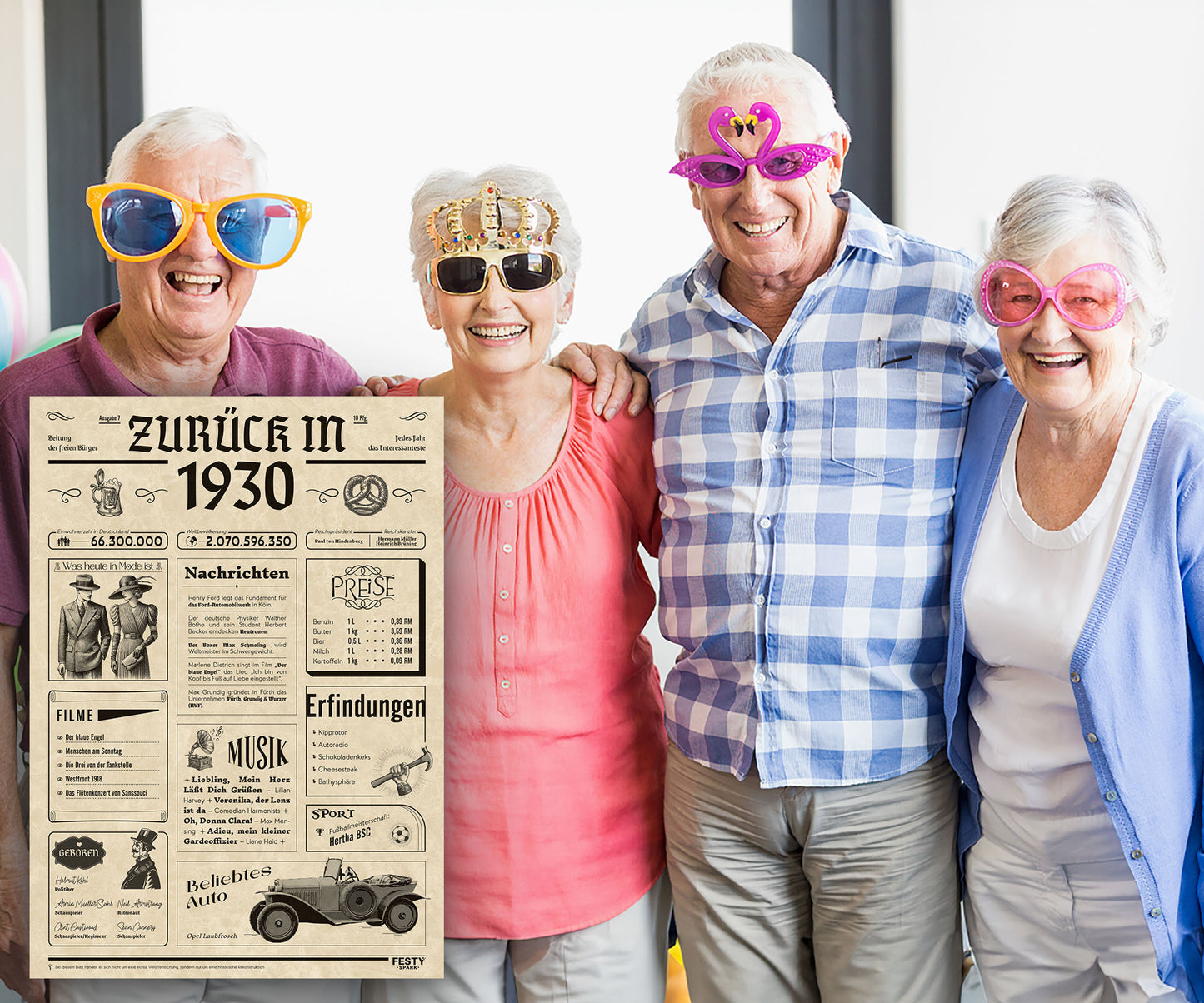 Geburtstagskarte zum 96. Geburtstag 1930 – Geschenk für Frauen und Männer