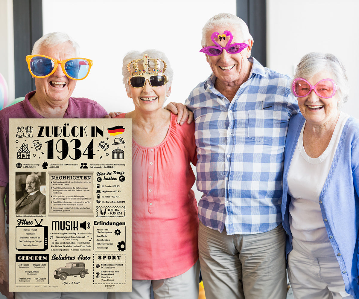 Geburtstagskarte zum 92. Geburtstag 1934 – Geschenk für Frauen und Männer