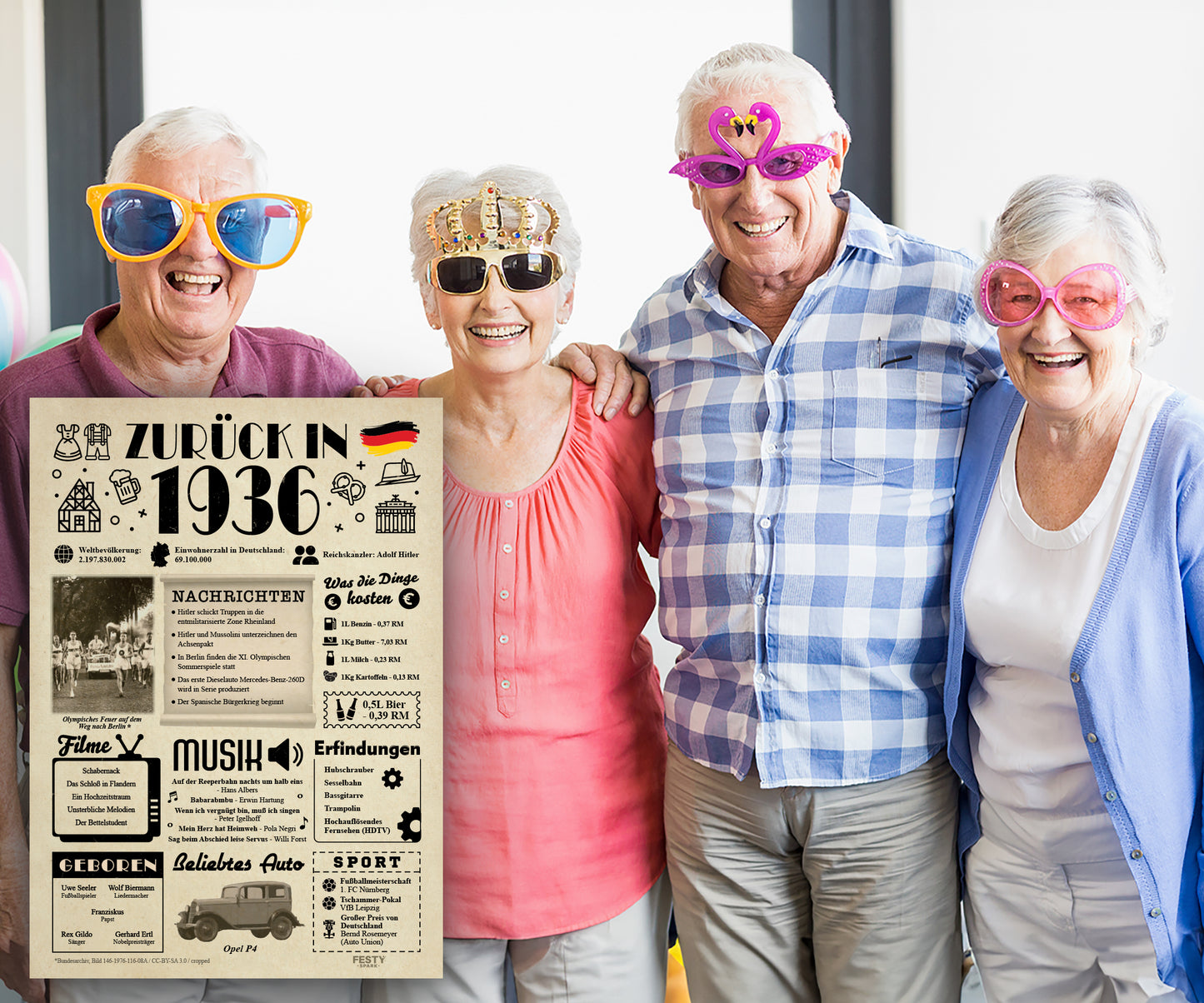 Geburtstagskarte zum 90. Geburtstag 1936 – Geschenk für Frauen und Männer