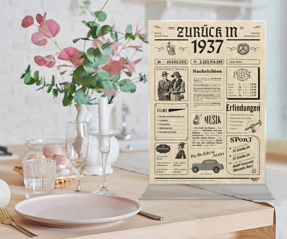 Geburtstagskarte zum 89. Geburtstag 1937 – Geschenk für Frauen und Männer