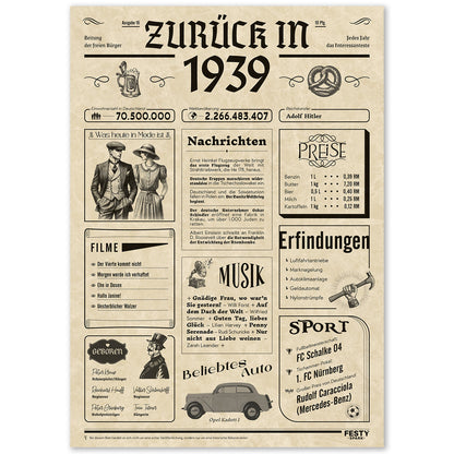 Geburtstagskarte zum 87. Geburtstag 1939 – Geschenk für Frauen und Männer