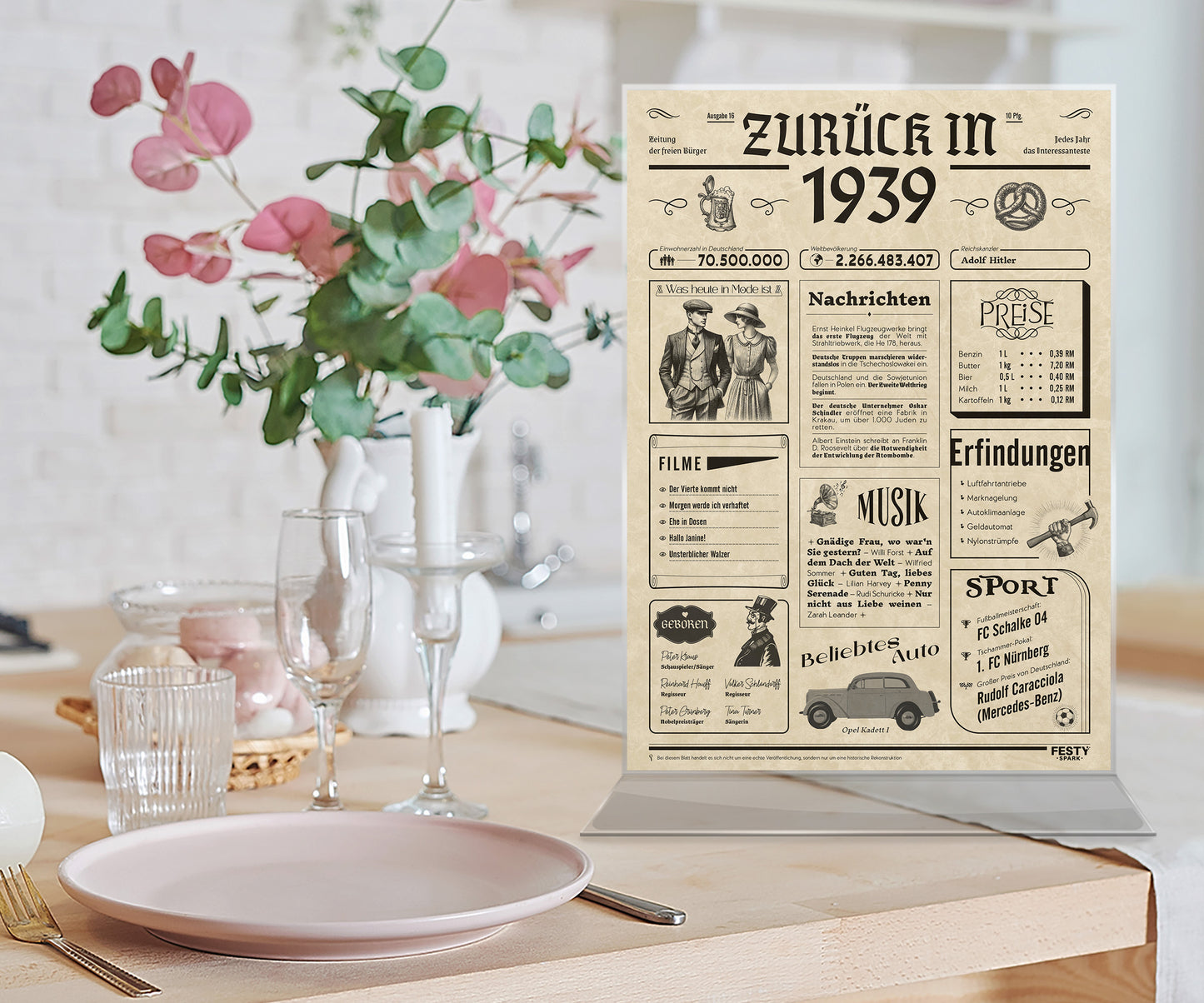 Geburtstagskarte zum 87. Geburtstag 1939 – Geschenk für Frauen und Männer