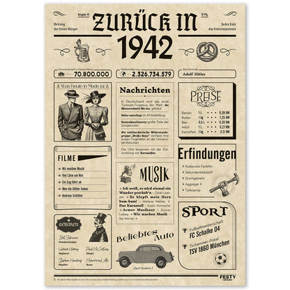 Geburtstagskarte zum 84. Geburtstag 1942 – Geschenk für Frauen und Männer