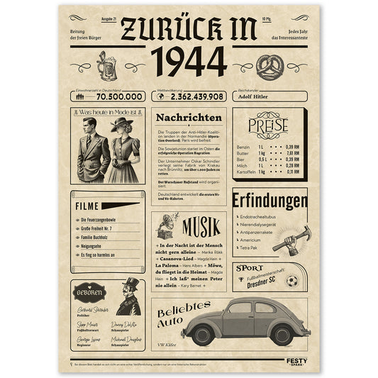 Geburtstagskarte zum 82. Geburtstag 1944 – Geschenk für Frauen und Männer