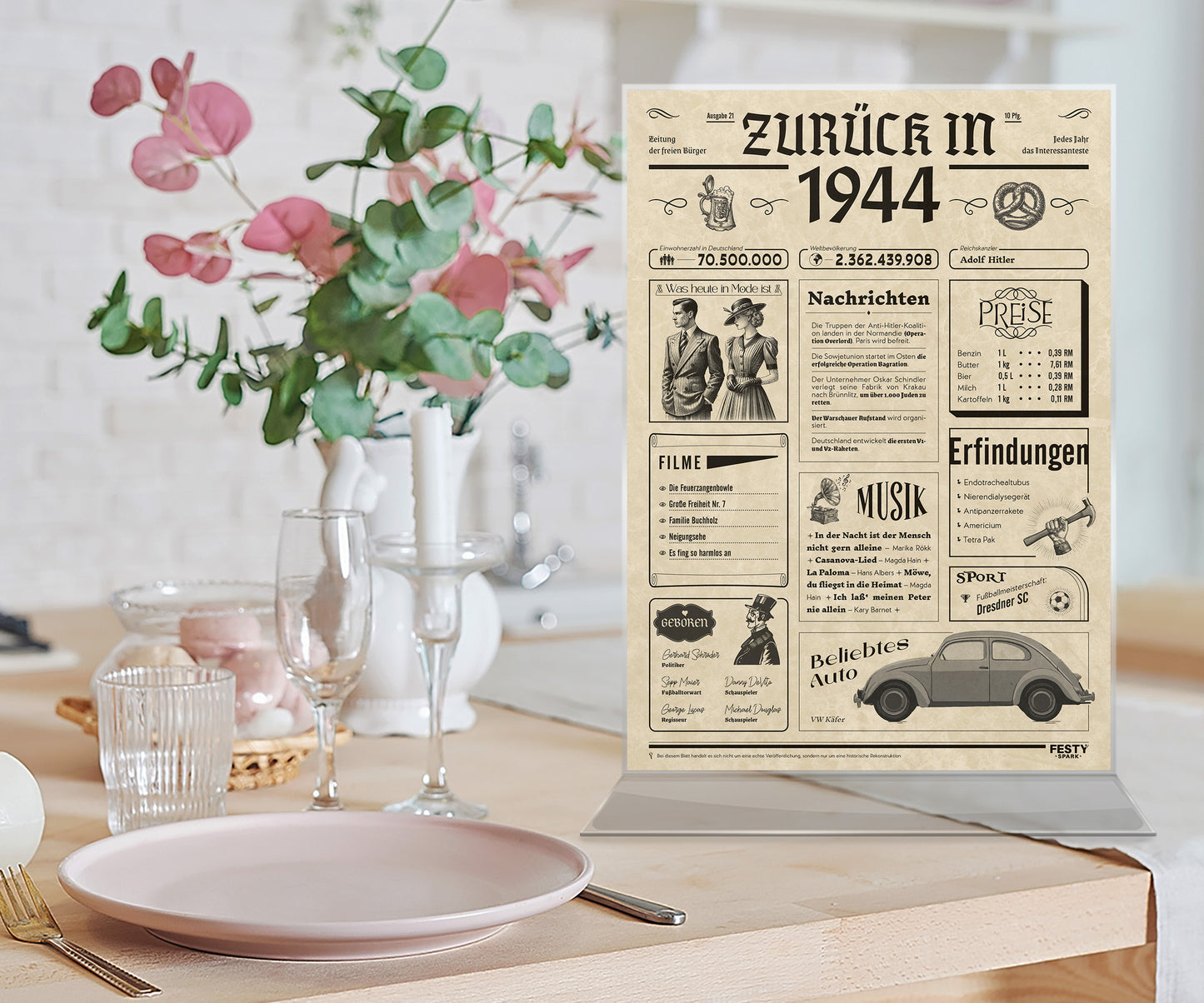 Geburtstagskarte zum 82. Geburtstag 1944 – Geschenk für Frauen und Männer