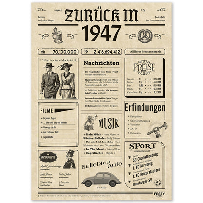 Geburtstagskarte zum 79. Geburtstag 1947 – Geschenk für Frauen und Männer