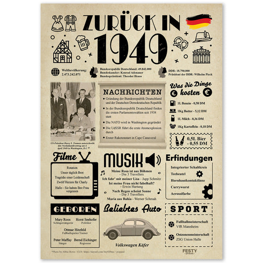 Geburtstagskarte zum 77. Geburtstag 1949 – Geschenk für Frauen und Männer