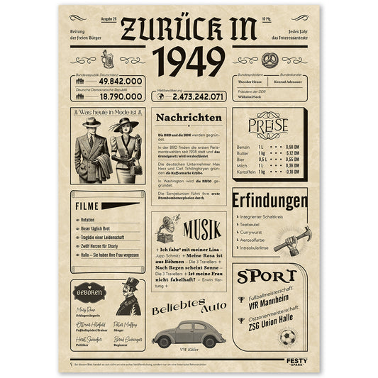 Geburtstagskarte zum 77. Geburtstag 1949 – Geschenk für Frauen und Männer