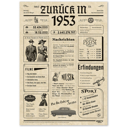 Geburtstagskarte zum 73. Geburtstag 1953 – Geschenk für Frauen und Männer
