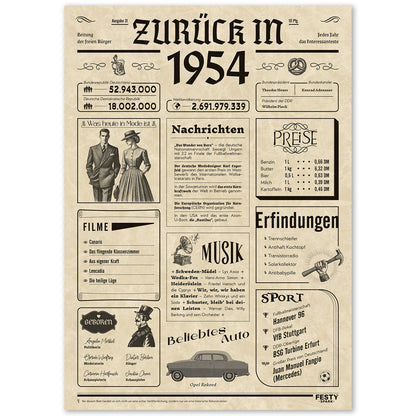 Geburtstagskarte zum 72. Geburtstag 1954 – Geschenk für Frauen und Männer