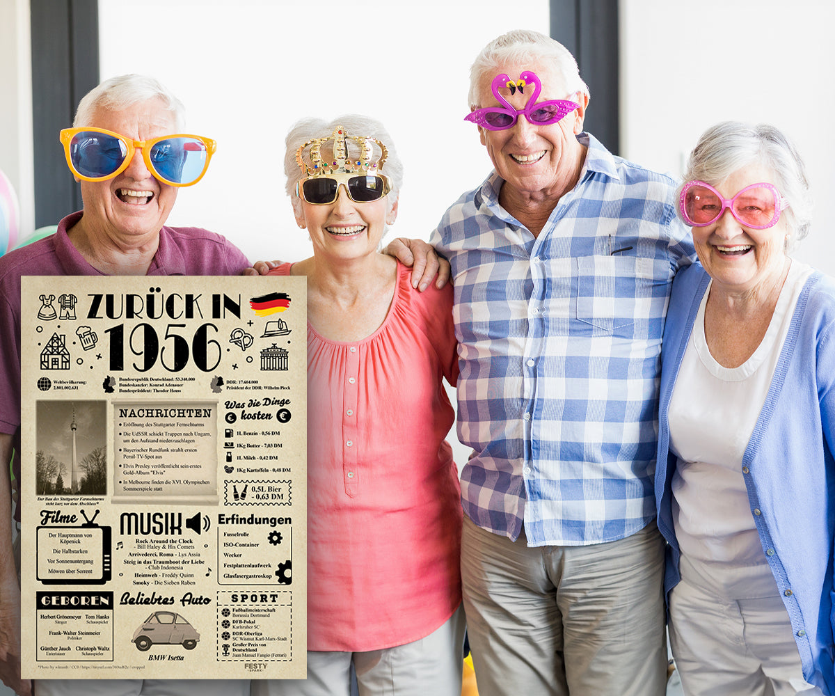 Geburtstagskarte zum 70. Geburtstag 1956 – Geschenk für Frauen und Männer