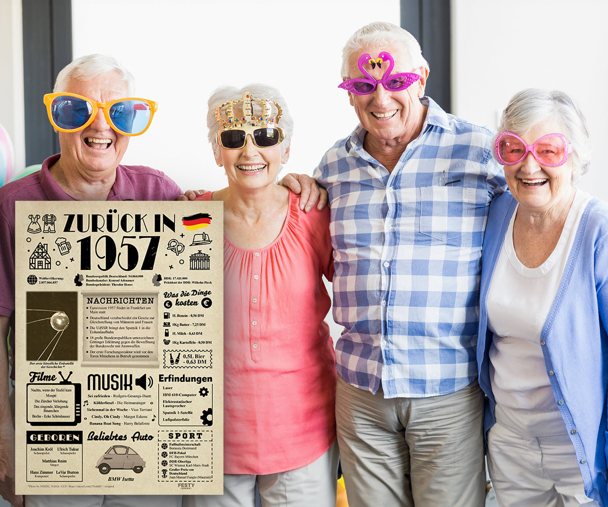 Geburtstagskarte zum 69. Geburtstag 1957 – Geschenk für Frauen und Männer