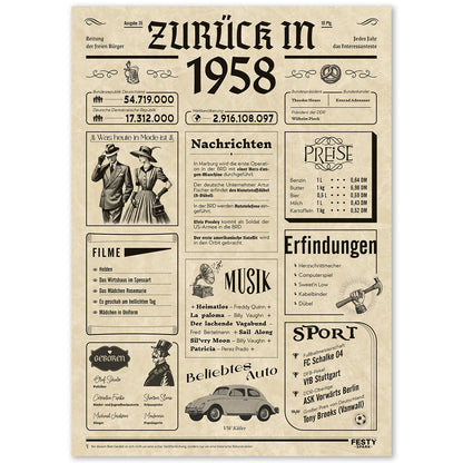 Geburtstagskarte zum 68. Geburtstag 1958 – Geschenk für Frauen und Männer