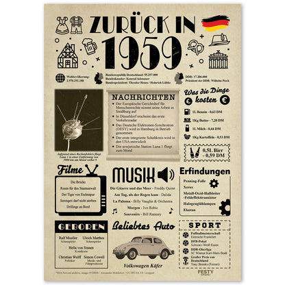 Geburtstagskarte zum 67. Geburtstag 1959 – Geschenk für Frauen und Männer