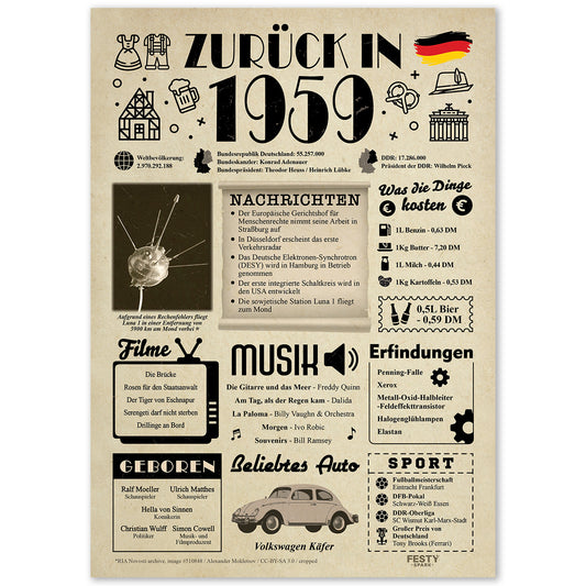 Geburtstagskarte zum 67. Geburtstag 1959 – Geschenk für Frauen und Männer