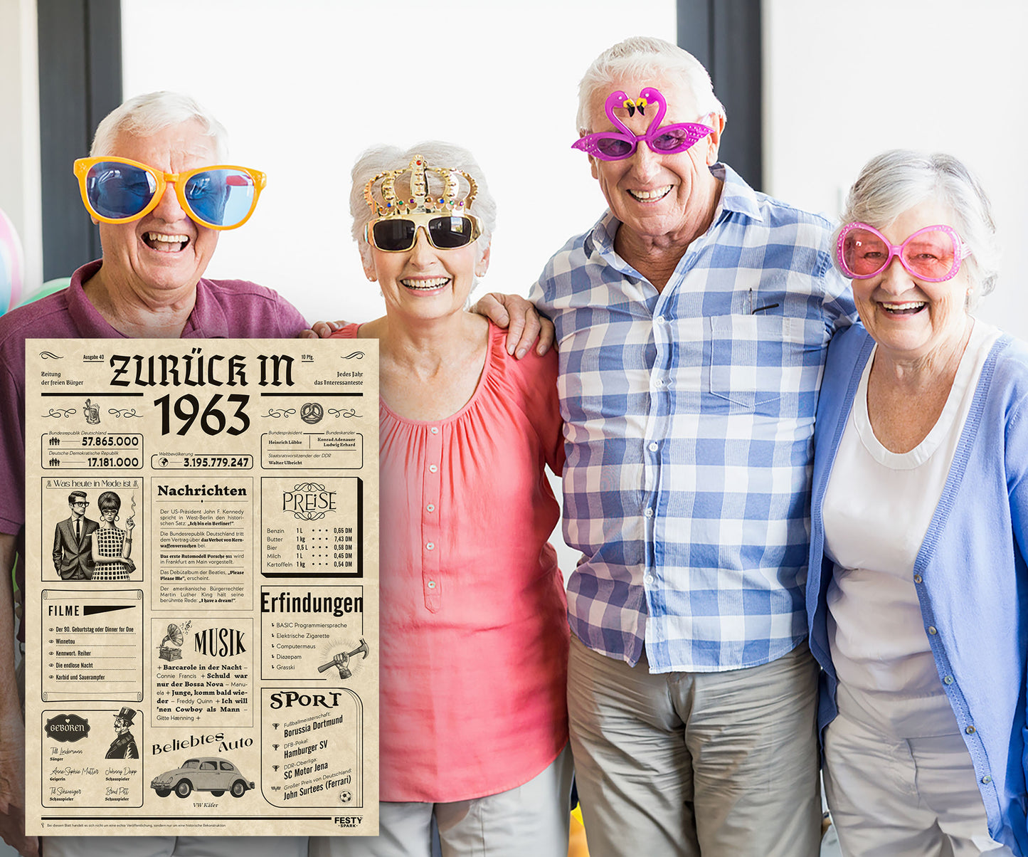 Geburtstagskarte zum 63. Geburtstag 1963 – Geschenk für Frauen und Männer