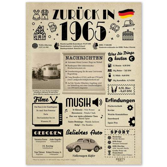 Geburtstagskarte zum 61. Geburtstag 1965 – Geschenk für Frauen und Männer