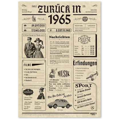 Geburtstagskarte zum 61. Geburtstag 1965 – Geschenk für Frauen und Männer