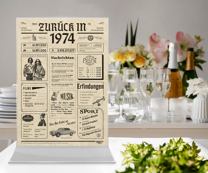 Geburtstagskarte zum 52. Geburtstag 1974 – Geschenk für Frauen und Männer