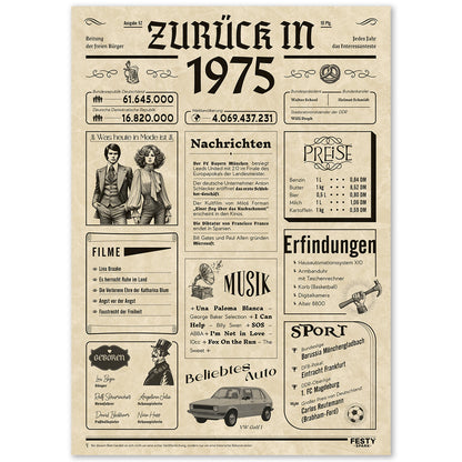 Geburtstagskarte zum 51. Geburtstag 1975 – Geschenk für Frauen und Männer