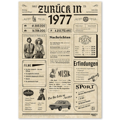 Geburtstagskarte zum 49. Geburtstag 1977 – Geschenk für Frauen und Männer