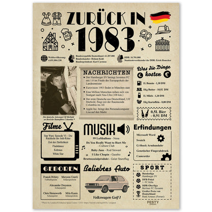 Geburtstagskarte zum 43. Geburtstag 1983 – Geschenk für Frauen und Männer