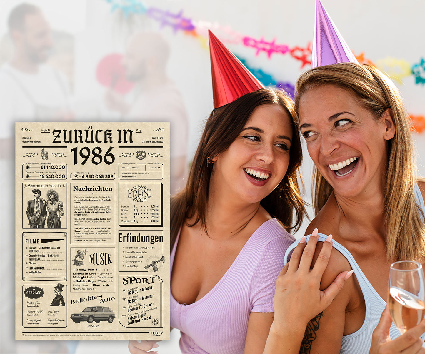 Geburtstagskarte zum 40. Geburtstag 1986 – Geschenk für Frauen und Männer
