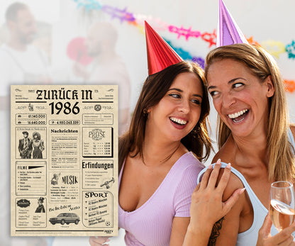 Geburtstagskarte zum 40. Geburtstag 1986 – Geschenk für Frauen und Männer
