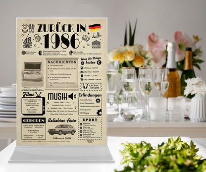 Geburtstagskarte zum 40. Geburtstag 1986 – Geschenk für Frauen und Männer