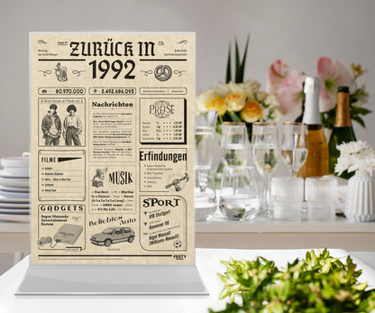 Geburtstagskarte zum 34. Geburtstag 1992 – Geschenk für Frauen und Männer