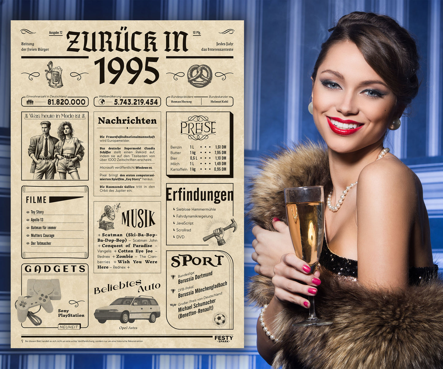 Geburtstagskarte zum 31. Geburtstag 1995 – Geschenk für Frauen und Männer
