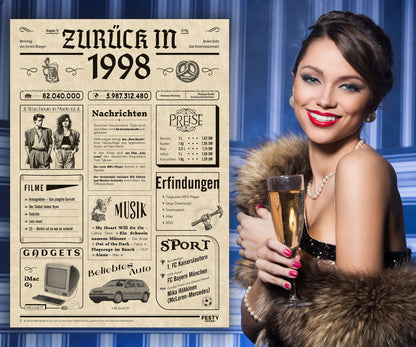 Geburtstagskarte zum 28. Geburtstag 1998 – Geschenk für Frauen und Männer