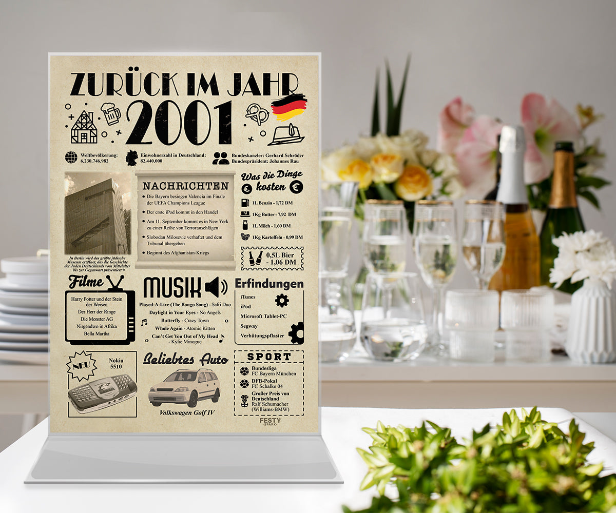 FestySpark™ - Zurück im Jahr 2001 – Geburtstagsplakat