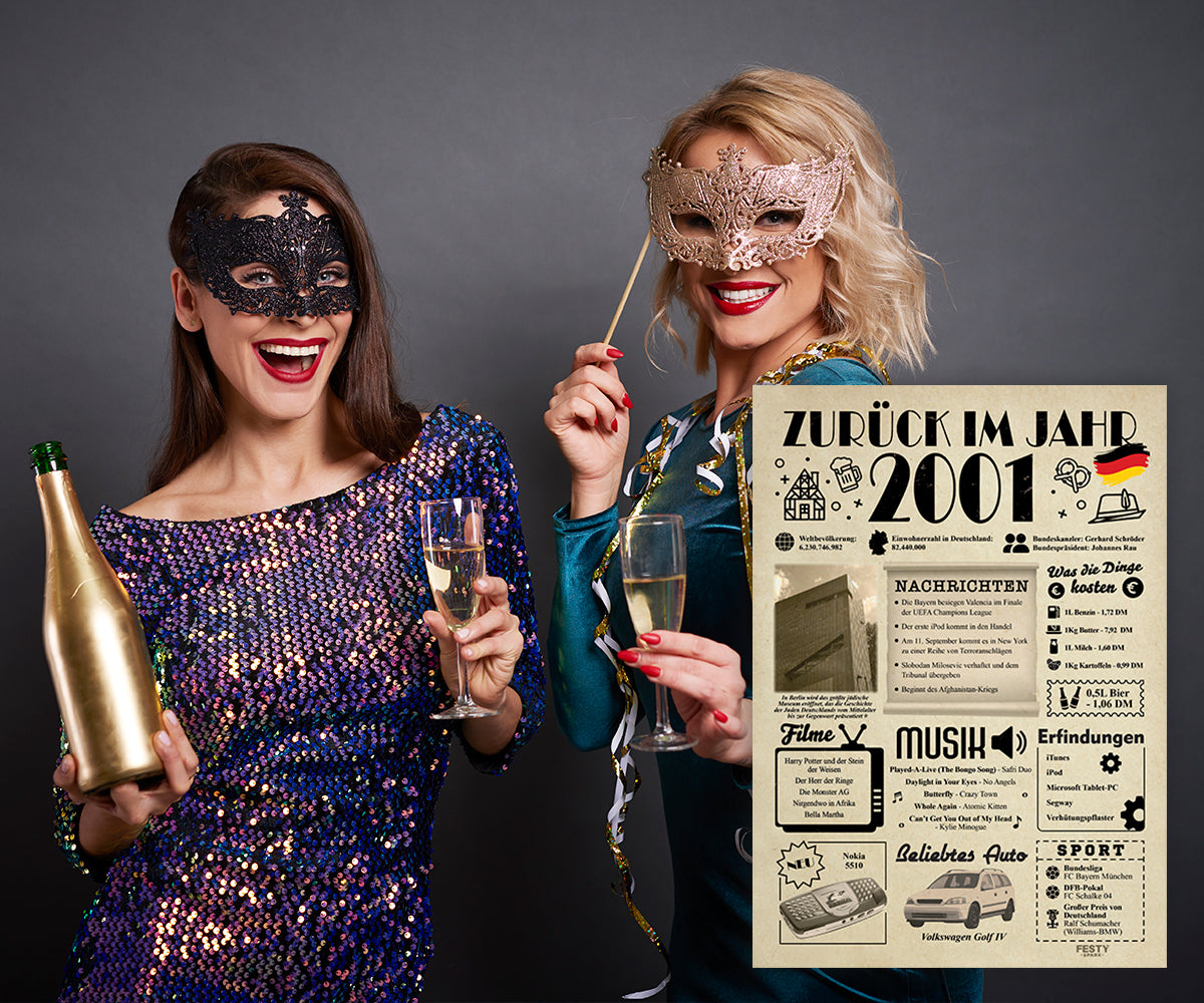FestySpark™ - Zurück im Jahr 2001 – Geburtstagsplakat