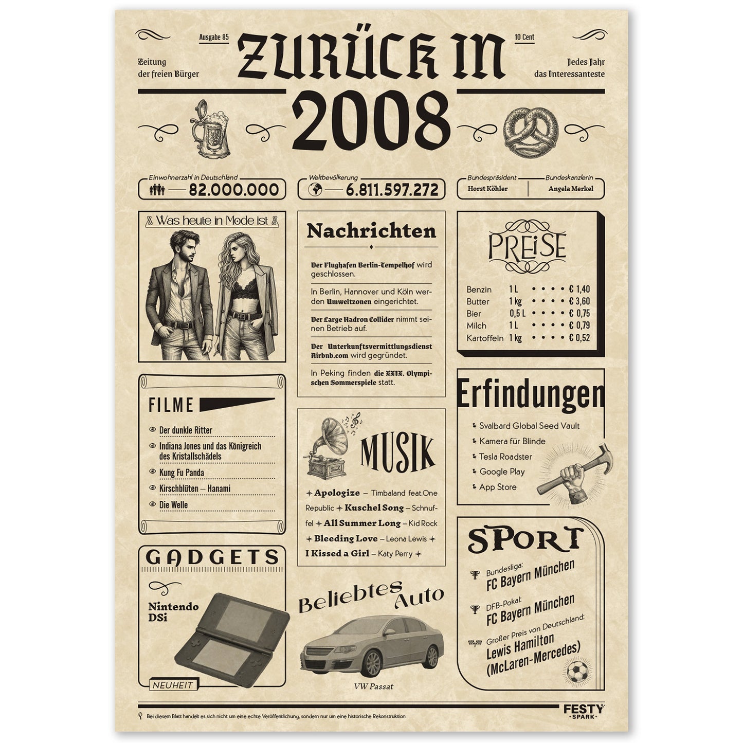 Geburtstagskarte zum 18. Geburtstag 2008 – Geschenk für Frauen und Männer