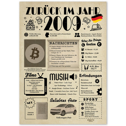 FestySpark™ - Zurück im Jahr 2009 – Geburtstagsplakat