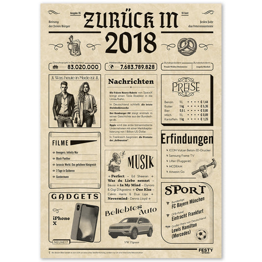 Geburtstagskarte zum 8. Geburtstag 2018 – Geschenk für Frauen und Männer