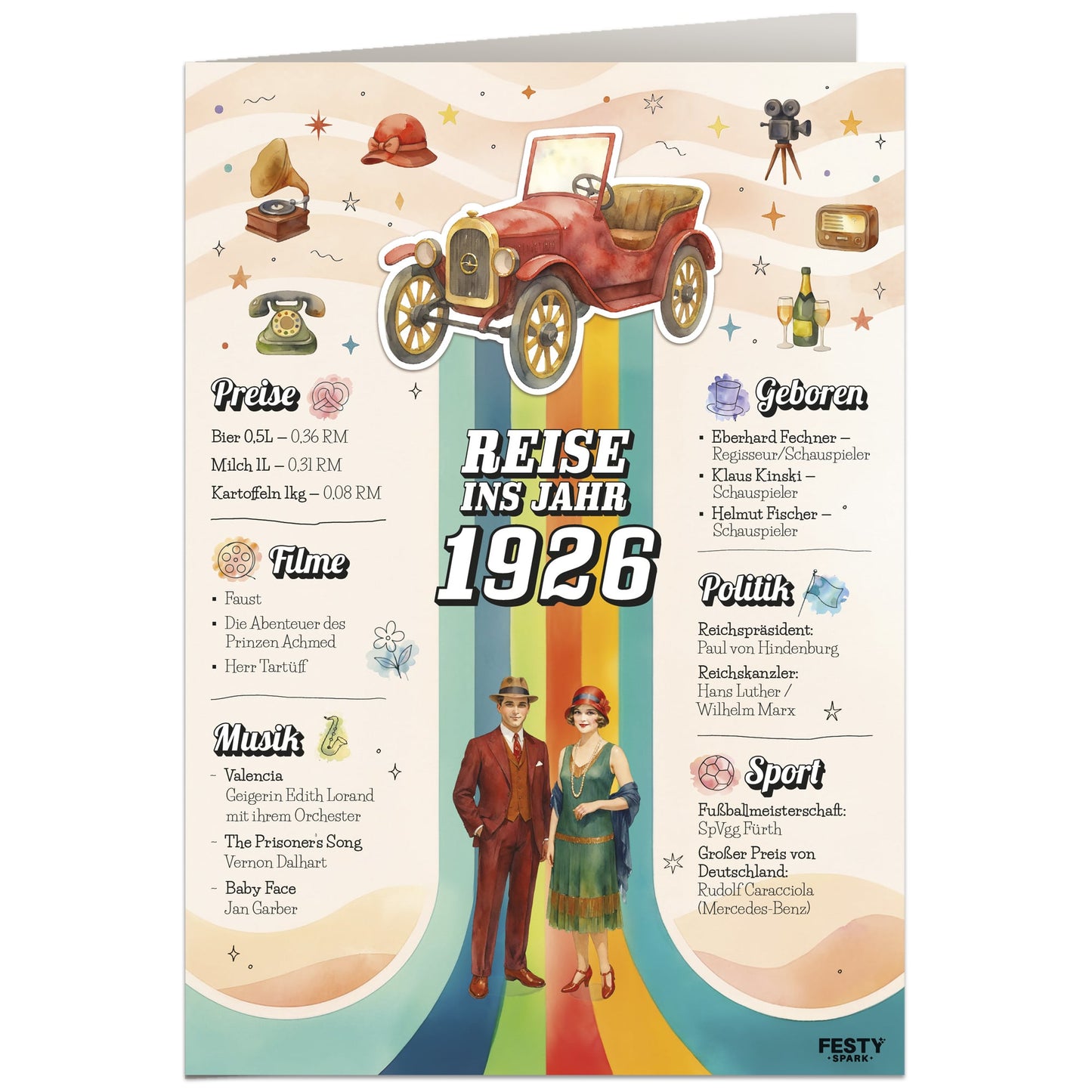 Geburtstagskarte zum 100. Geburtstag – Jahrgang 1926