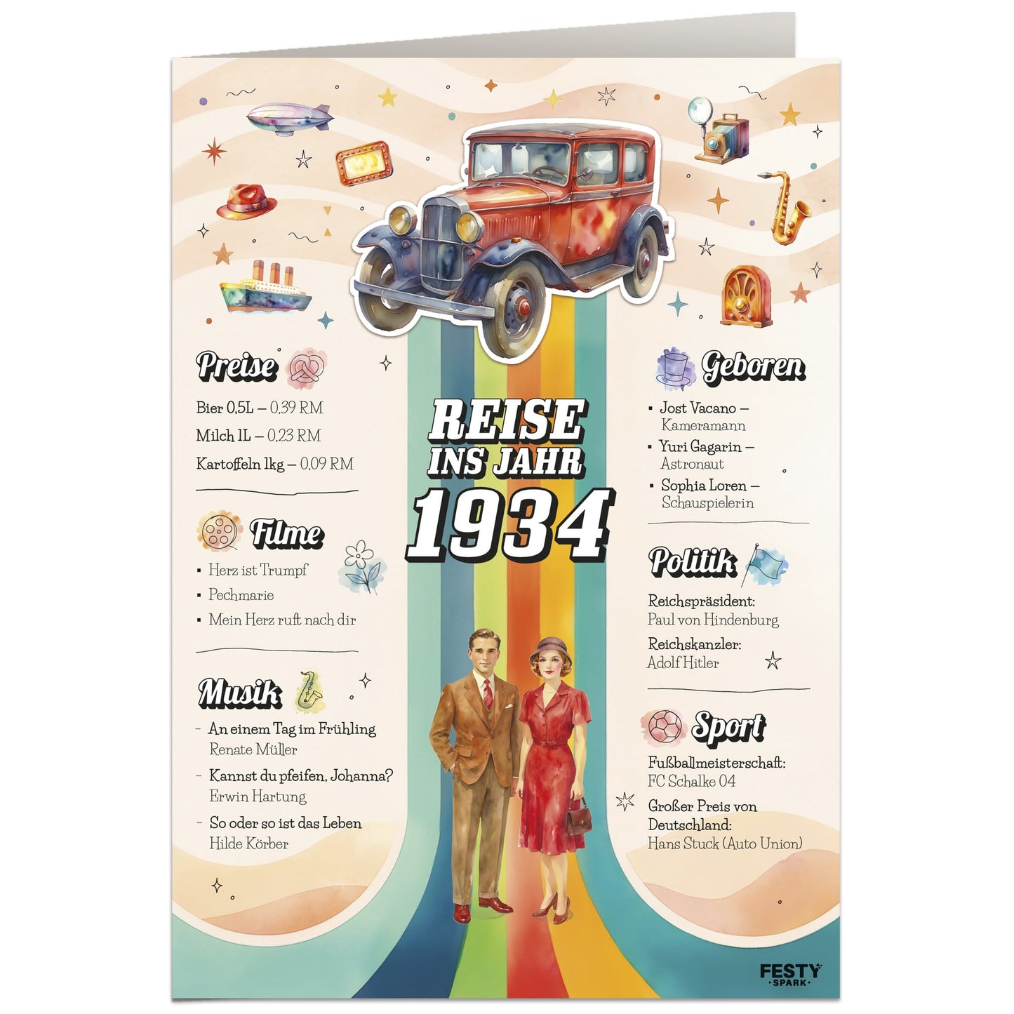 Geburtstagskarte zum 92. Geburtstag – Jahrgang 1934
