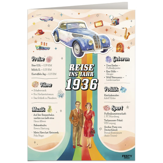 Geburtstagskarte zum 90. Geburtstag – Jahrgang 1936