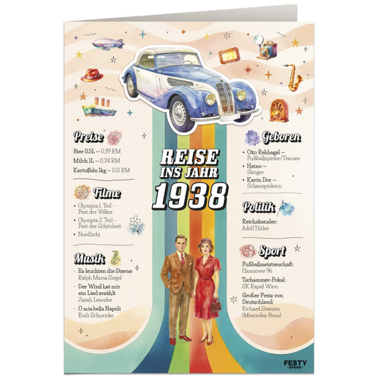 Geburtstagskarte zum 88. Geburtstag – Jahrgang 1938