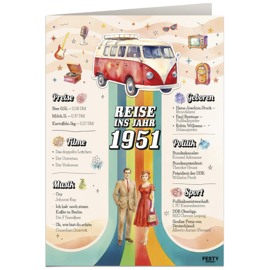 Geburtstagskarte zum 75. Geburtstag – Jahrgang 1951